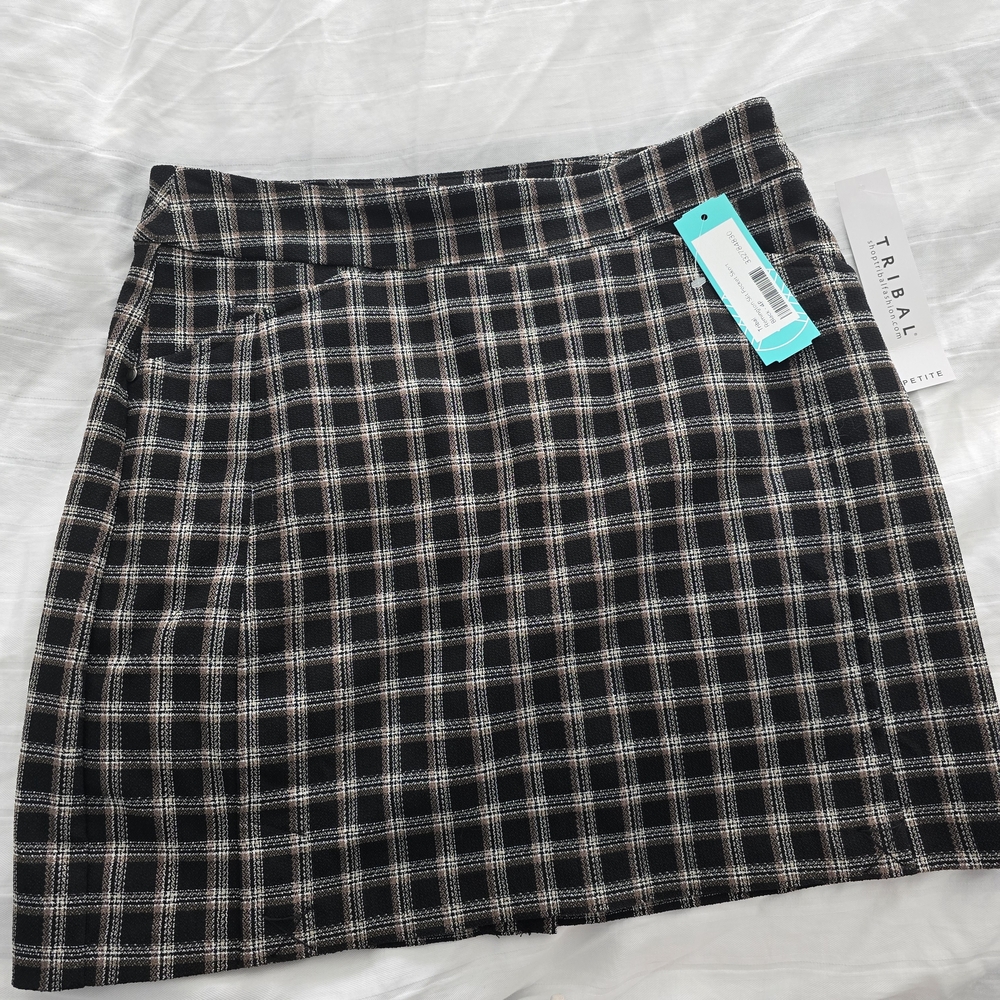 Tribal Black and White Checkered Mini Skirt